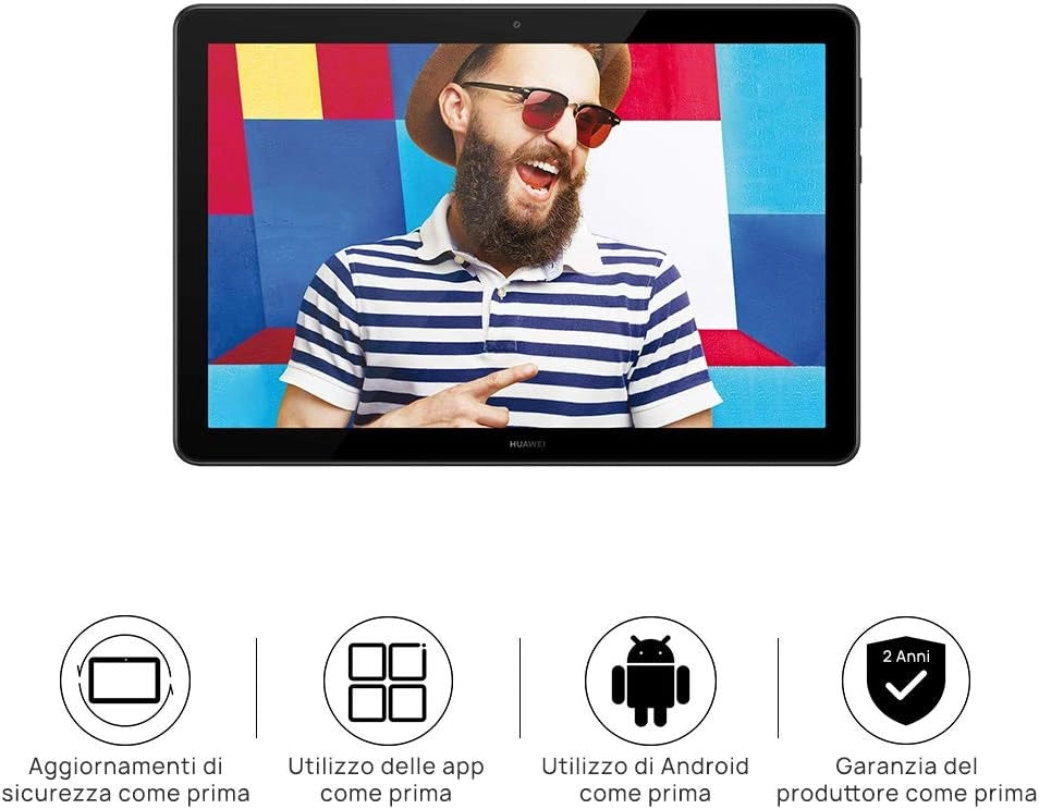 Huawei Mediapad T5 10 LTE Tablet con Display da 10.1" in 16:10, Processore da 2.3 GHz, Memoria RAM da 2 GB, Memoria Interna da 16 GB, Nero
