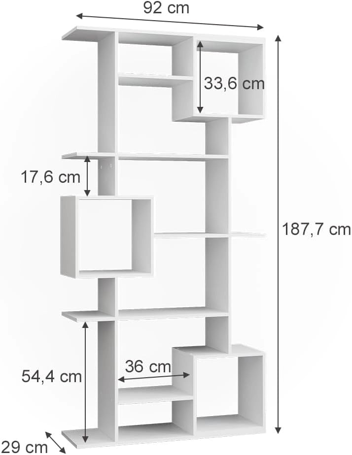 Scaffale Cube, Bianco, 92 x 187.7 cm, per una suddivisione flessibile degli spazi e una conservazione aperta