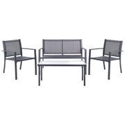Set da giardino grigio scuro Set da salotto in acciaio 4 posti con tavolo Stile industriale moderno Giardino Patio Balcone