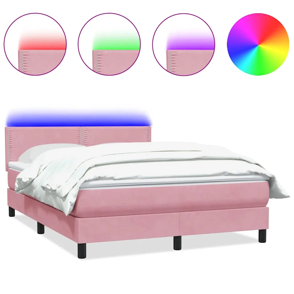 vidaXL Giroletto a Molle con Materasso Rosa 160x220 cm in Velluto
