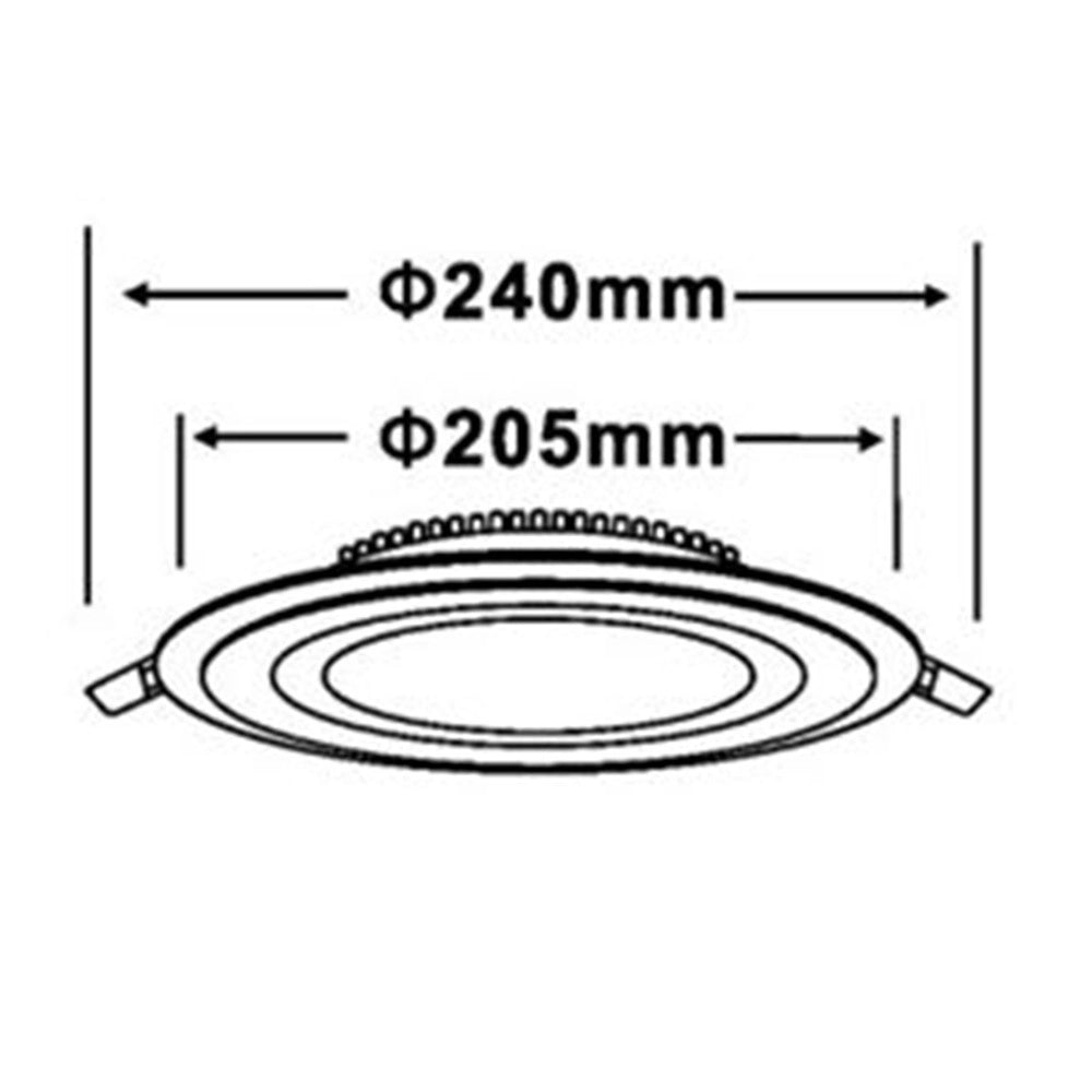 Trade Shop - Pannello Led Slim Tondo Incasso Cornice Vetro 24w Cct 4000k 3000k 6500k P205e-t3c -