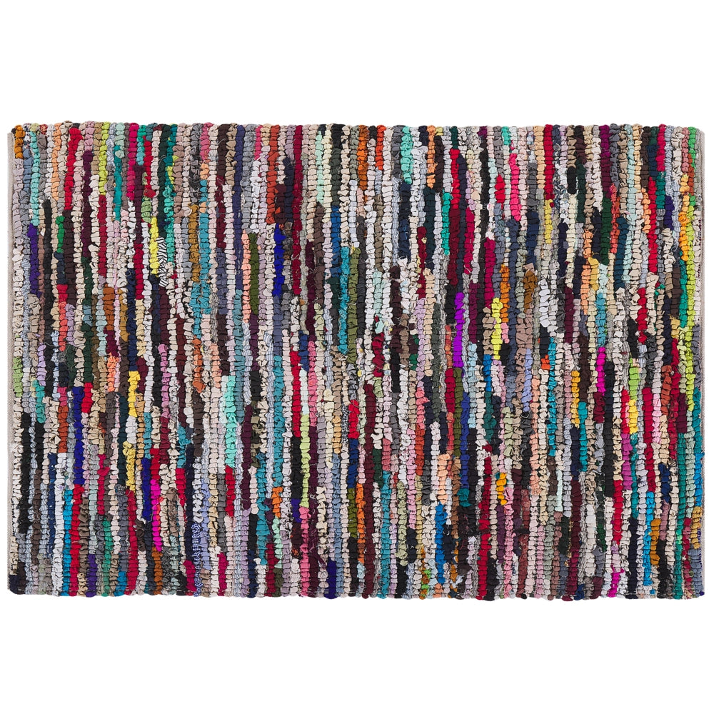 Tappeto di pezza Multicolore con cotone 160 x 230 cm rettangolare intrecciato a mano Boho orientale