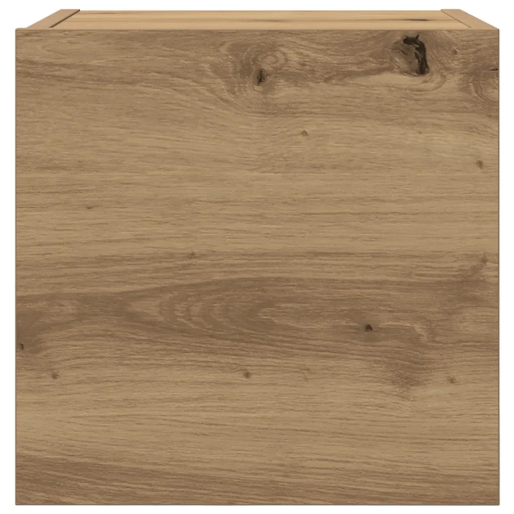 Set di 2 eleganti mobili porta TV a parete design classico con vani contenitori 30,5 x 30 x 30 cm finitura in rovere ingegnerizzato realizzati artigianalmente 02_0050883