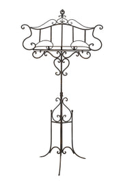 Biscottini Leggio da terra in ferro battuto pieno finitura anticata L85xPR46xH140 cm