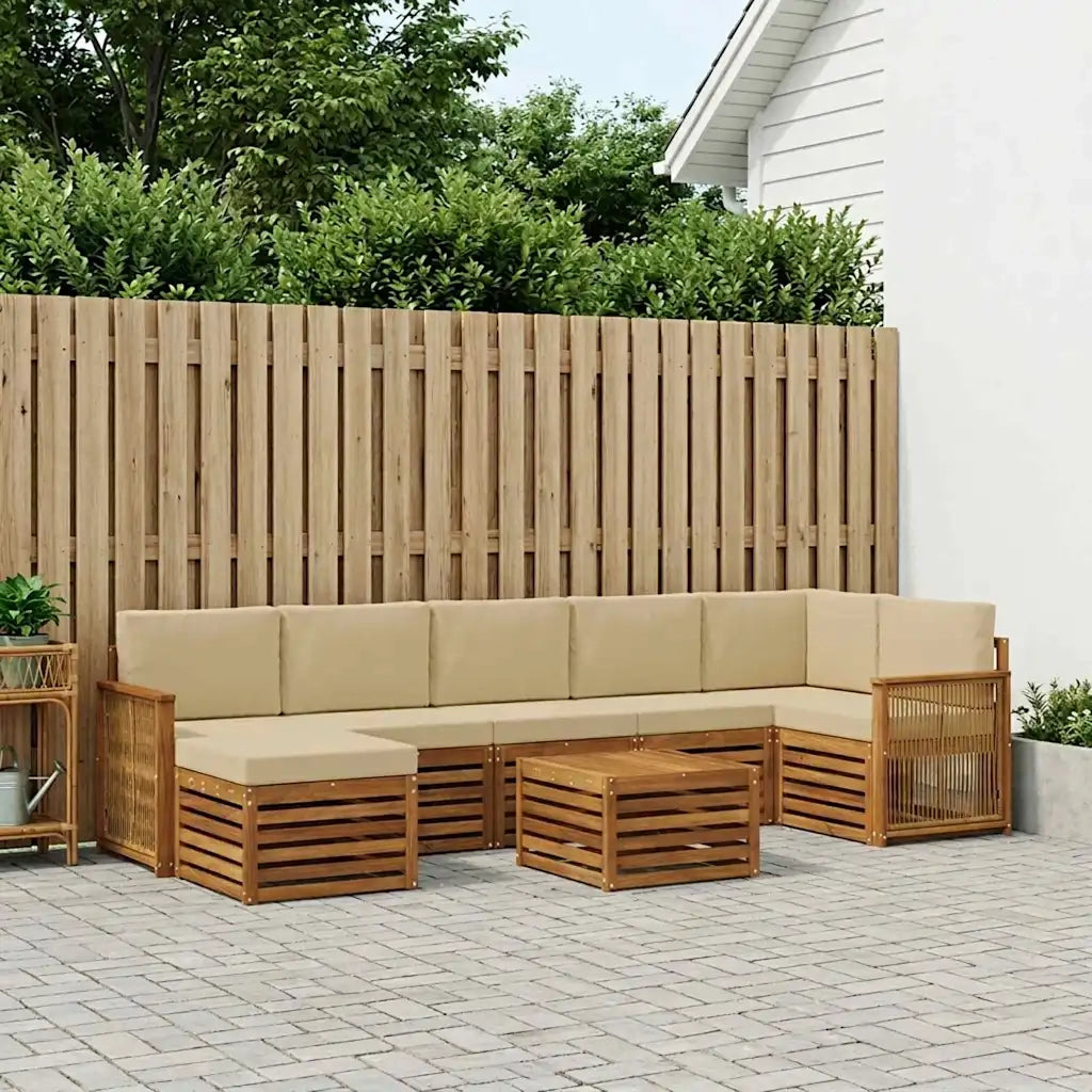 Set di divani da esterno con cuscino 7 pcs Naturale 3384659