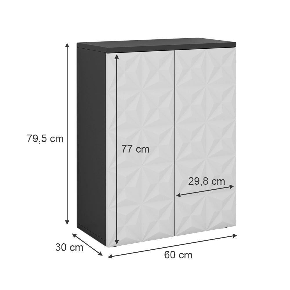 Mobiletto bagno Edge Nero 60 x 79.5 cm con 2 ante e 3 scomparti Vicco