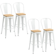 Sgabello bar industriale con schienale e poggiapiedi ¨C Xylo ¨C metallo bianco altezza 76 cm set 4 pezzi