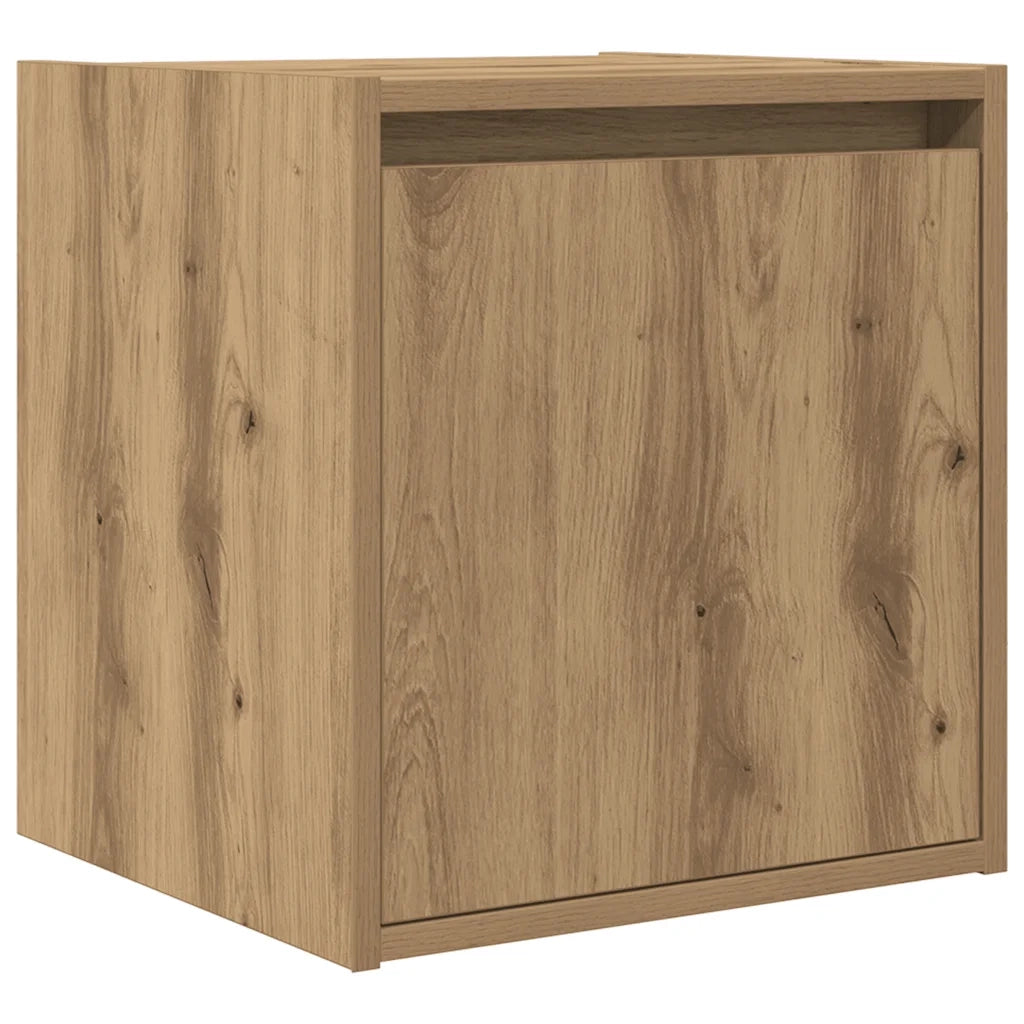 Set di 2 Comodini | Armadio da Notte | Mobiletto da notte a Muro Rovere Artigianale 38x34x40 cm