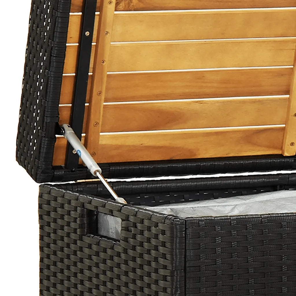 Panca da Giardino con Vano Portaoggetti-Sgabello-Panca da esterno con Contenitore 120 cm Polyrattan Nera