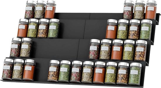 Organizzatore per spezie per cassetti - set di 8 - organizzatore per spezie - estensibile da 304 cm a 608 cm - inset per spezie per armadi cucina - 4 livelli