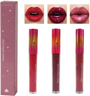 Lip Gloss con Effetto Matte e Metallizzato - Confezione da 3 Unità - Effetto Lungo Durata - Liquido per Balsami Labiali - Idratante e Purificante - Suggerito per Linea Labiale