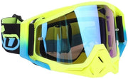 Occhiali da Motorista con Protezione Effettiva - Sport - Cross - TPU - Corno Nero Giallo - Lenti Blu - Resistente agli Urto - Cross