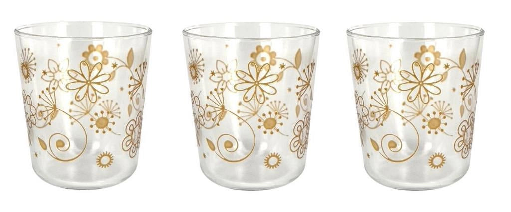 Set 3 Bicchieri da Tavola Vino Acqua Velo Flower Ambra 315 cc Cerve