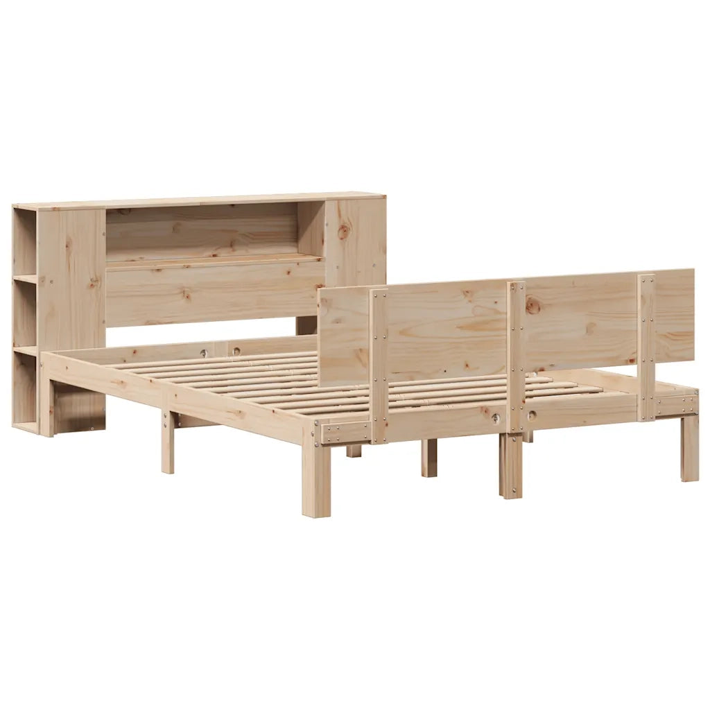 Letto Libreria senza Materasso-Struttura Letto con contenitore 135x190 cm in Legno di Pino 149719