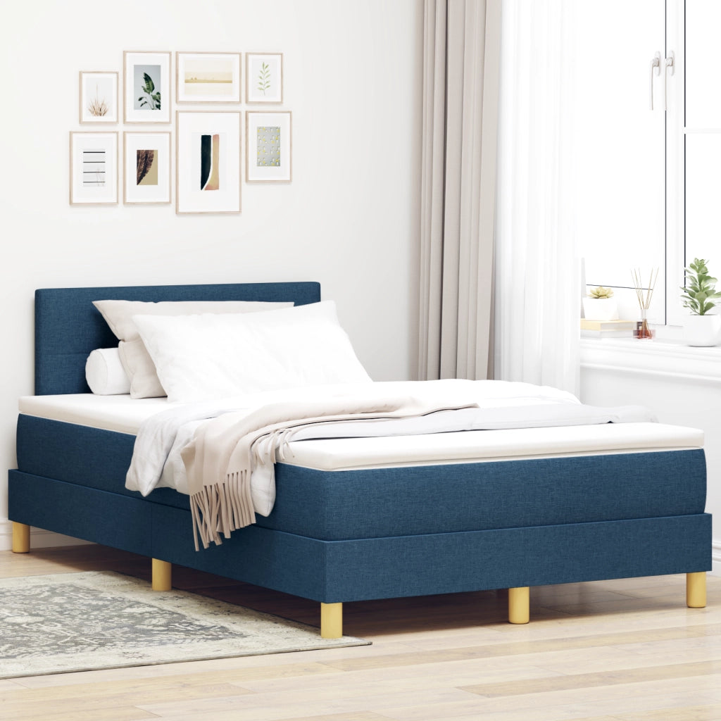 Letto con Box Spring e Materasso Blu 120x200 cm Tessuto