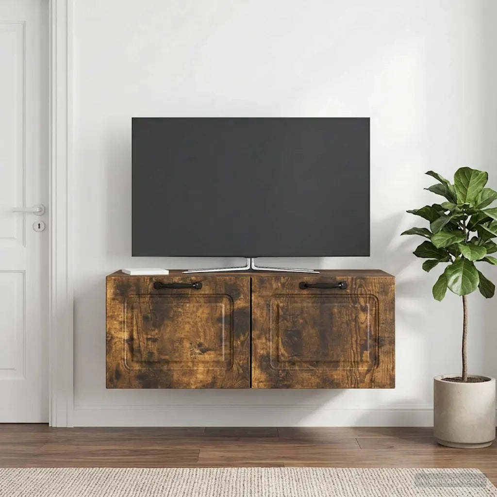 Mobile Porta TV da Muro Rovere Fumo 78,5 x 41 x 30 cm 899370