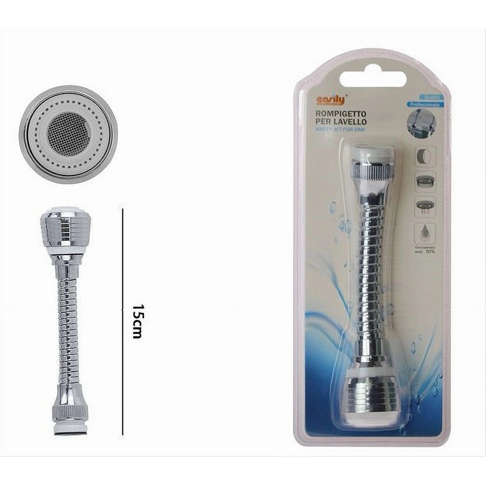 Trade Shop - Rompigetto Aeratore Per Rubinetto Lavello Cucina Cromato Flessibile 15 Cm 69252 -