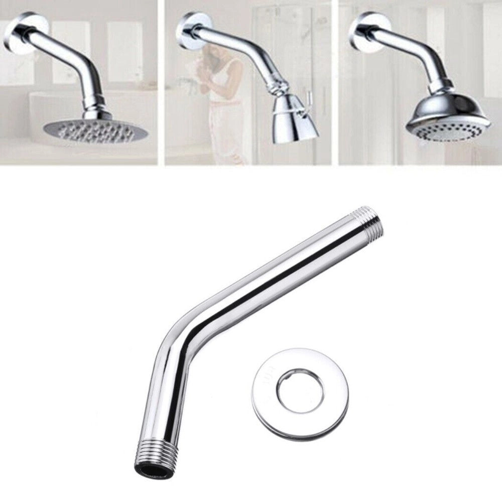 Trade Shop - Braccio Per Soffione Doccia Bagno Tondo In Acciaio Cromato Con Rosone 18cm 59498 -