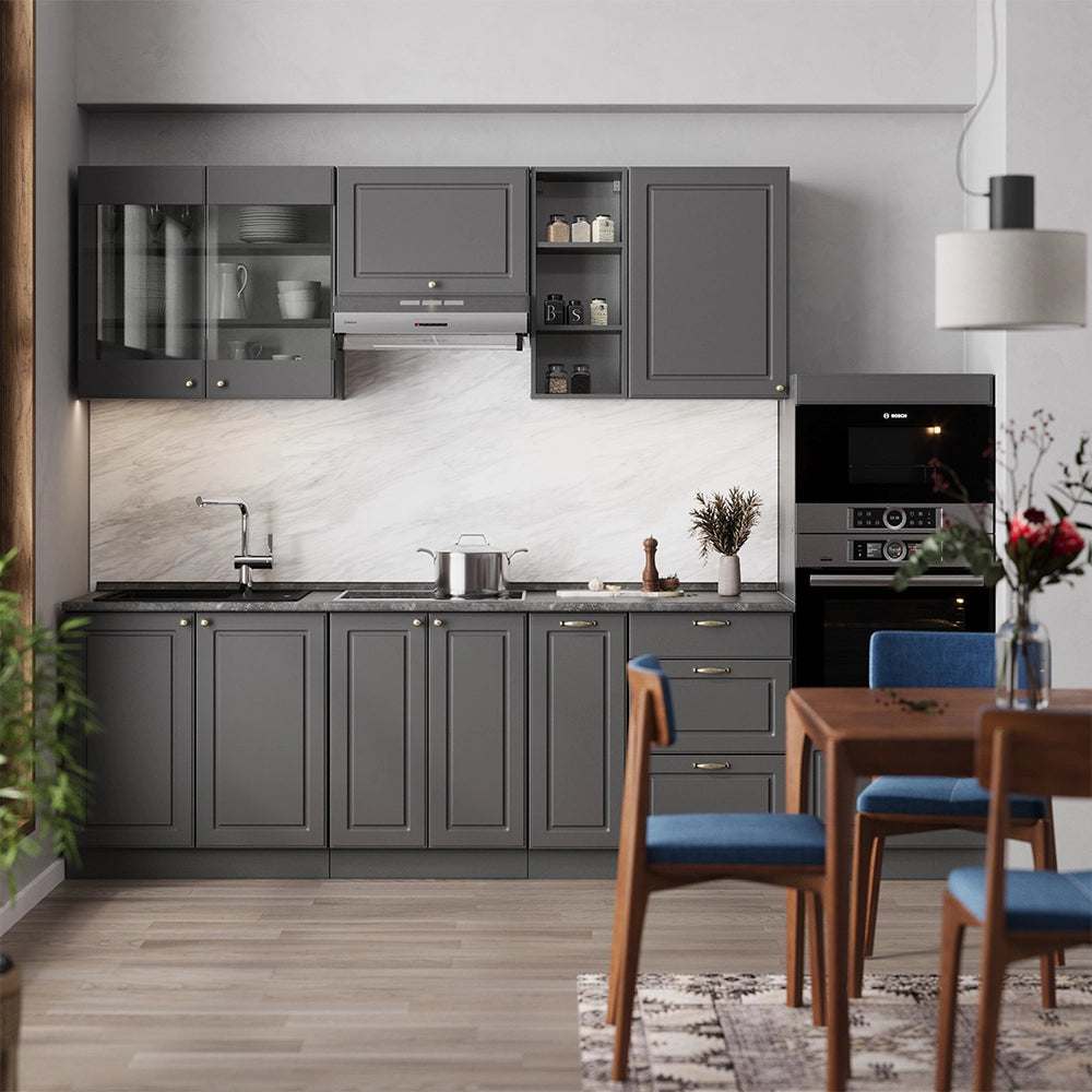 Cucina componibile Fame-Line Oro-antracite rustico/Antracite 280 cm, PL Rovere Vicco
