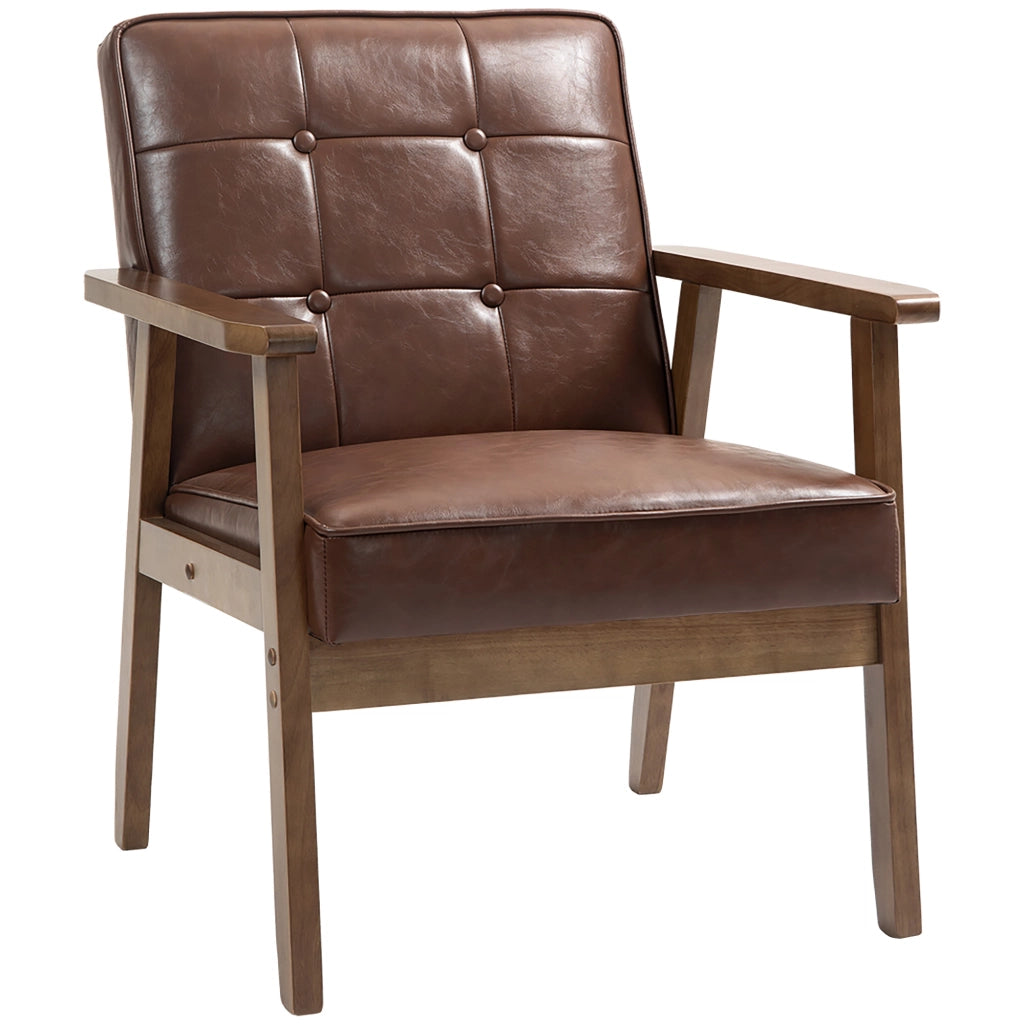 Poltrona in similpelle reclinabile con braccioli e struttura in legno ¨C Zephmum ¨C Marrone
