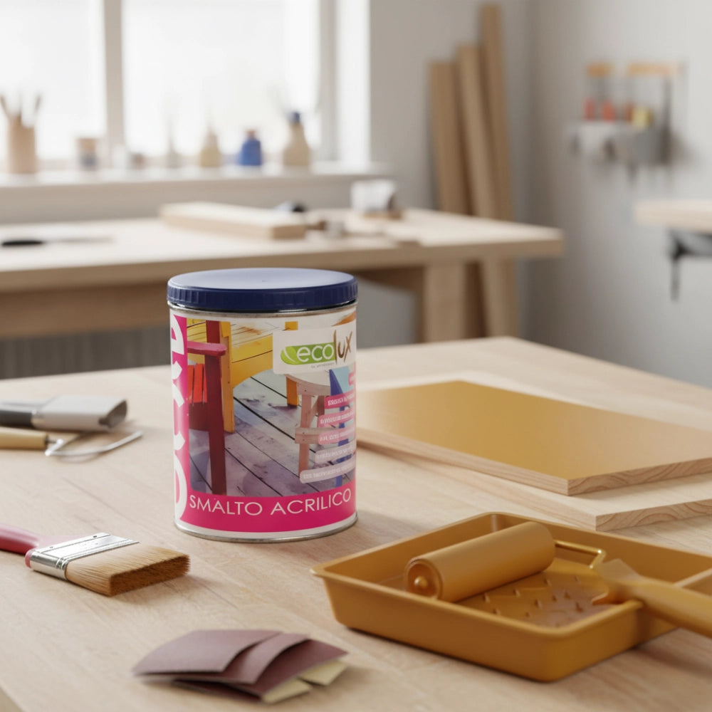 Ecolux smalto satinato acrilico ecologico per legno e metallo *** formato 750 ml, colore- ocra, confezione 1