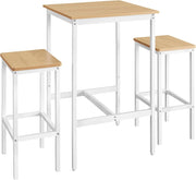 VASAGLE Tavolo da Bar con Sgabelli, Tavolo Cucina 60 x 60 x 90 cm, Sgabello di 30 x 40 x 65 cm, Sala da Pranzo, Rovere Dorato e Bianco Nuvola LBT017W09