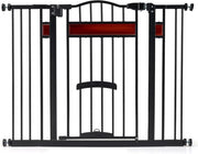 Cancello per Cani per Aperture da 74 a 104 cm, Recinto Espandibile con 2 Prolunghe, Installazione Senza Fori con Supporti, Doppia Chiusura, Cancello Metallico per Scala e Ingresso (Nero)