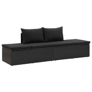 Lettino Prendisole | Sdraio da giardino | Lettino da sole con Cuscini in Polyrattan Nero