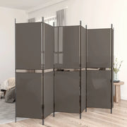 Divisorio a 6 Pannelli Antracite 300 x 180 cm Tessuto 350224
