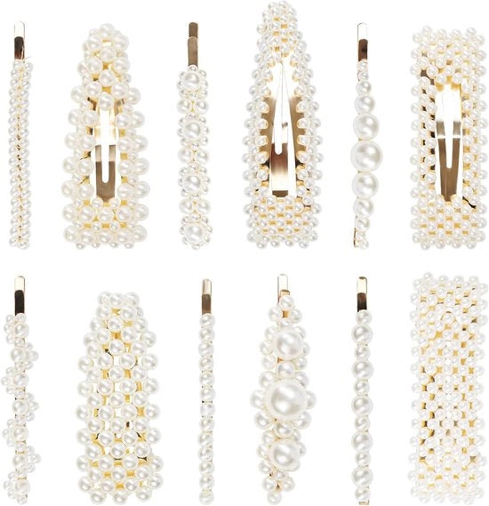 Set di 12 clip per capelli per donne e ragazze - spille per styling - accessori con fermaglio a clip - perle cristalline eleganti e carine - adatte per copricapi, matrimoni e feste.