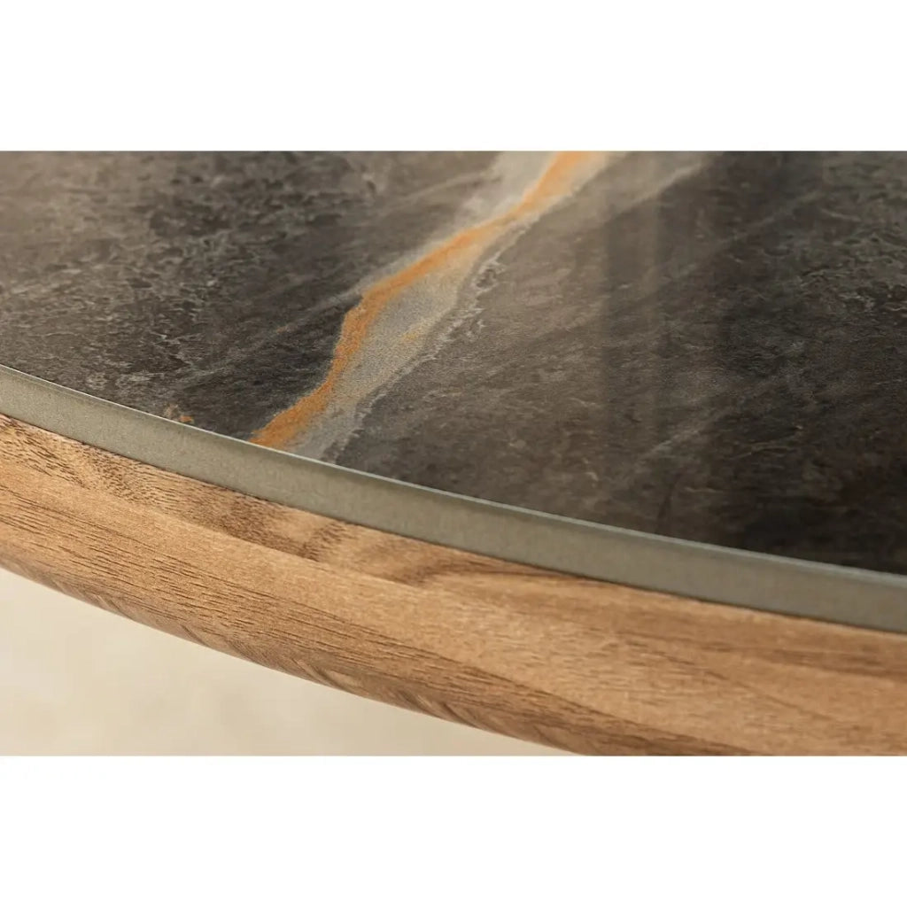 Tavolo da pranzo LUMEA – Ovale 200 cm – Effetto marmo grigio – Piede largo – Stile contemporaneo