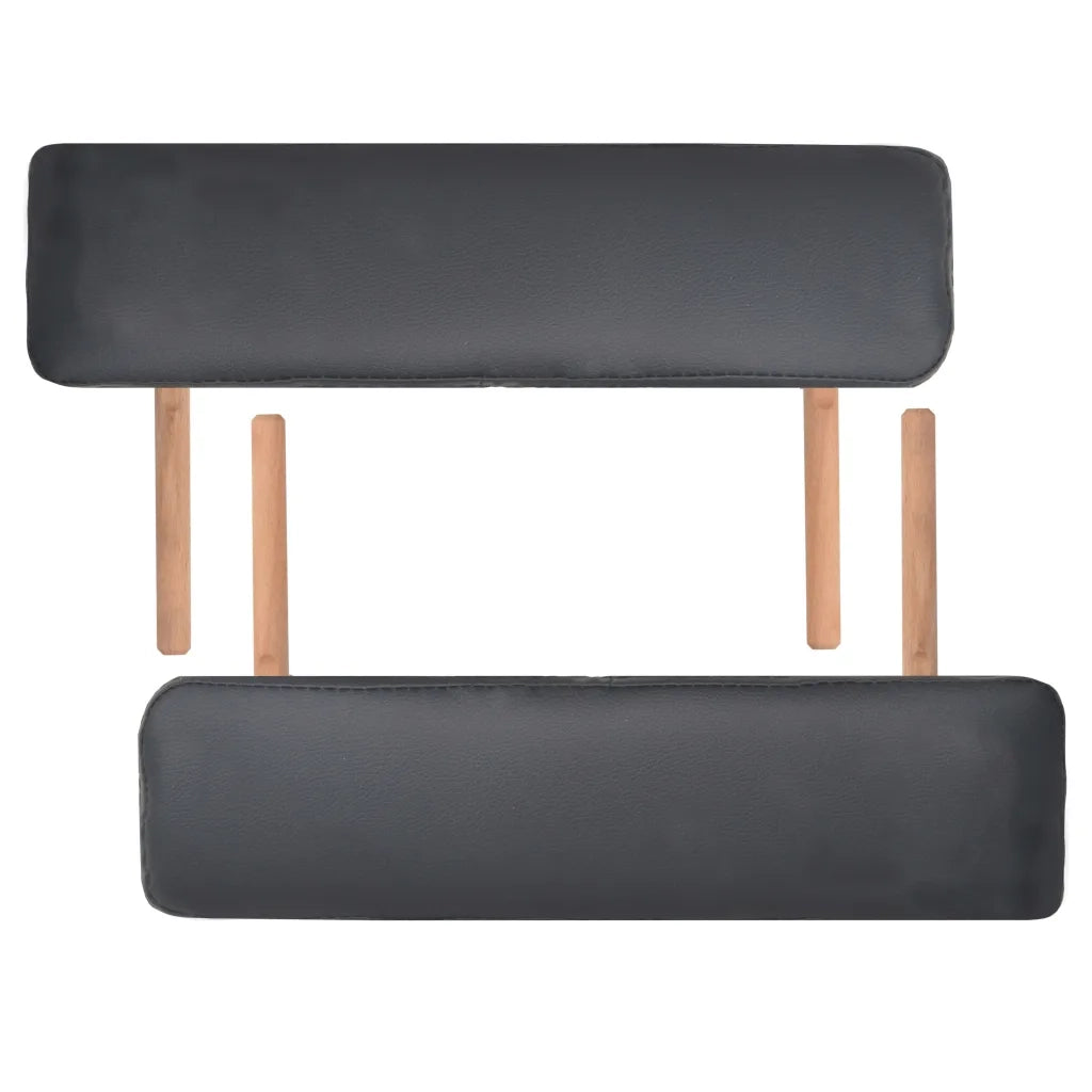 Set Lettino Massaggio Pieghevole 3 Zone 10 cm e Sgabello Nero CFW4624050