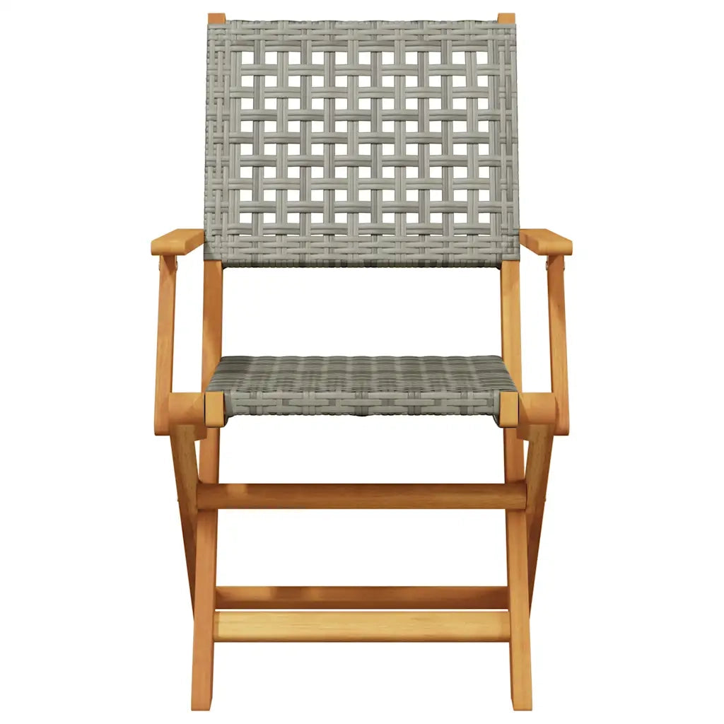 Sedie Giardino Pieghevoli 8pz Grigie Polyrattan Legno Massello 3214561