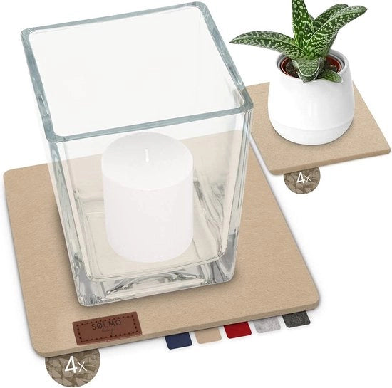 Onderzetters Quadrati per Vasi, Vasche, Fiori, 20cm e 10cm, Set di 8, Onderzetters per Tavolo, Onderzetters in Beige (Sabbia del Sahara)