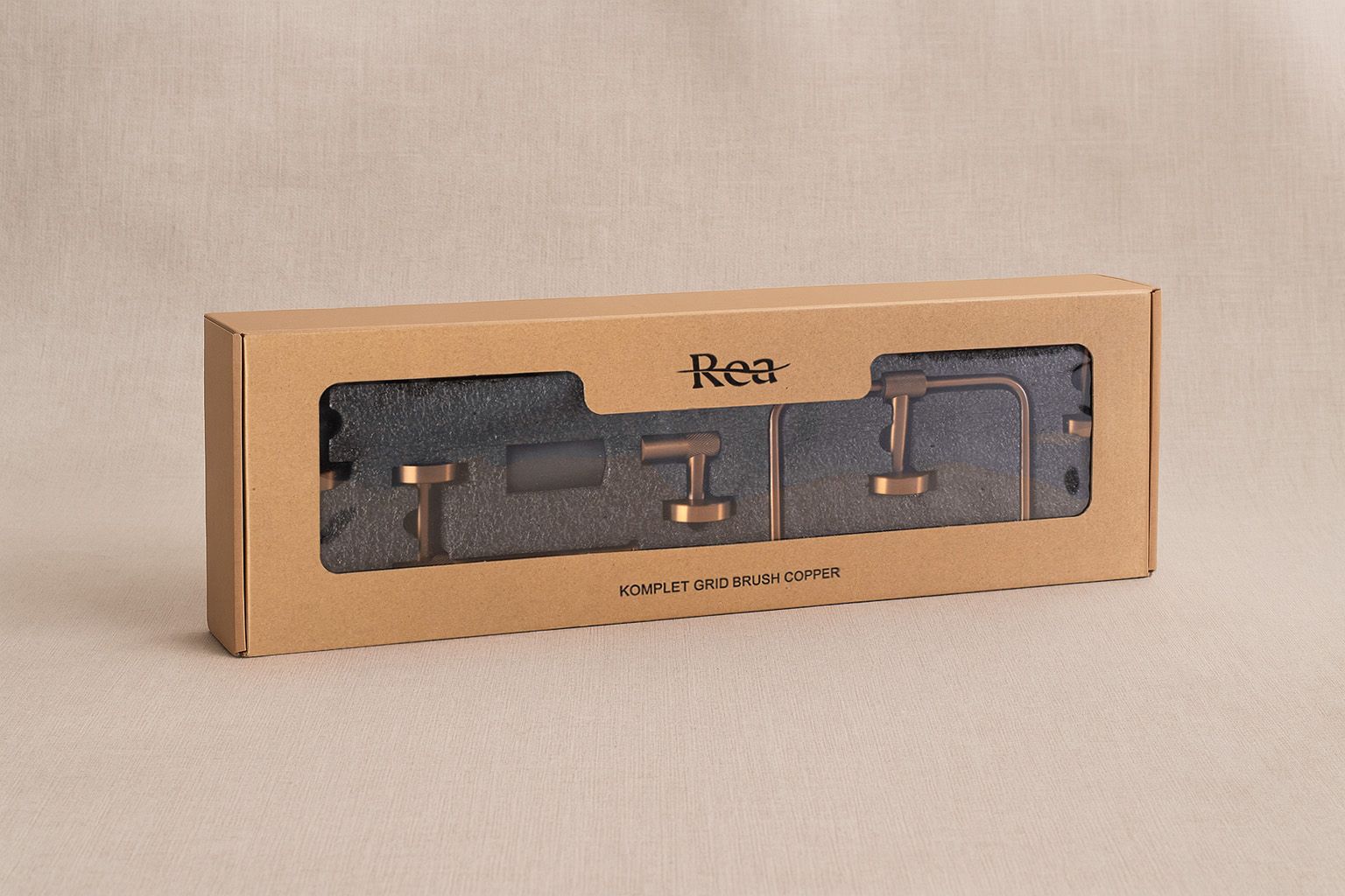 Set Accessori Da Bagno Grid Brush Copper 4 Pezzi