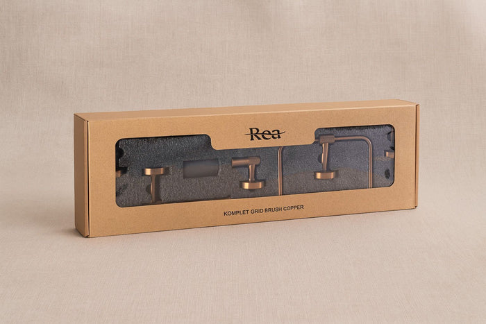 Set Accessori Da Bagno Grid Brush Copper 4 Pezzi