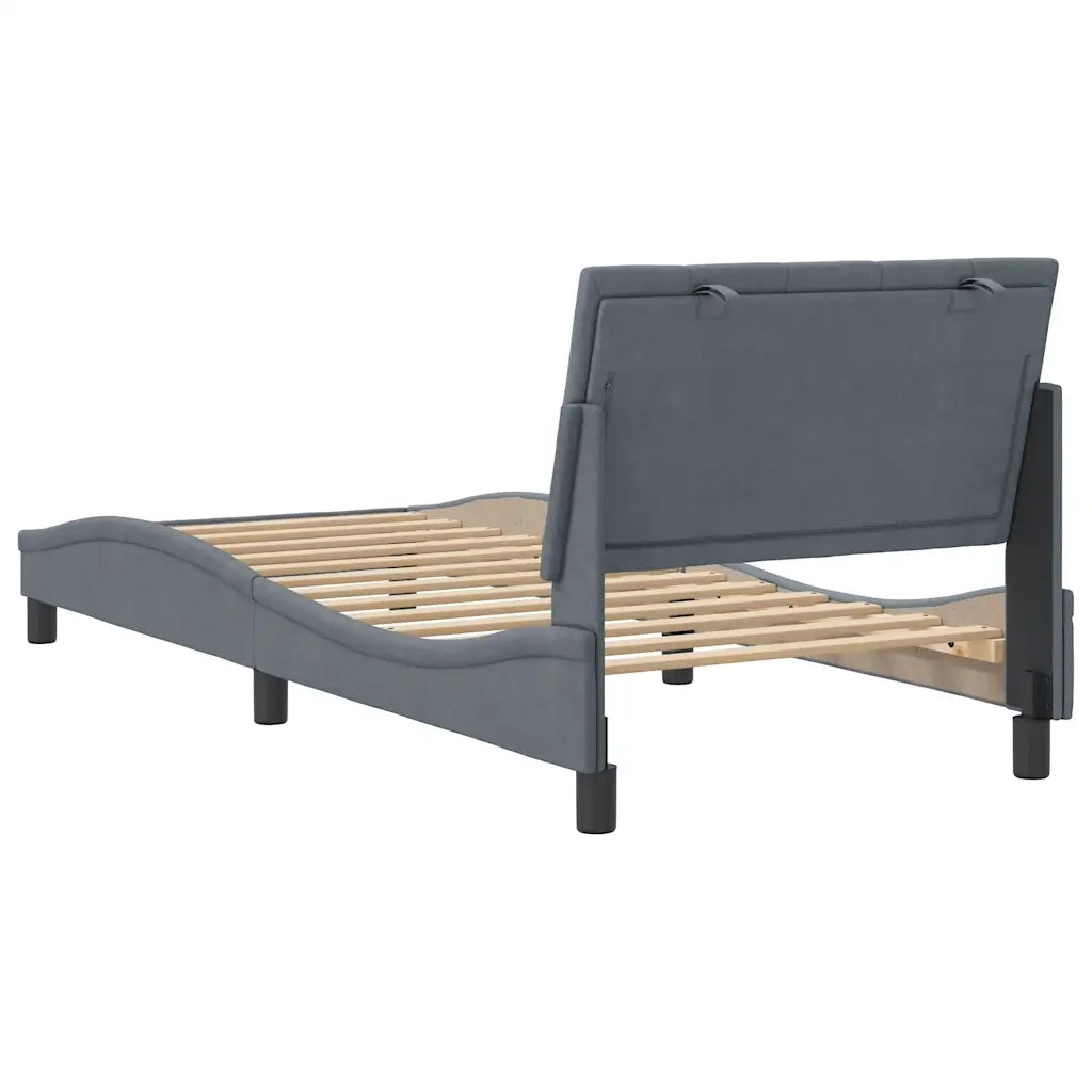 Giroletto senza Materasso Hanko Grigio Scuro 80x200 cm Velluto