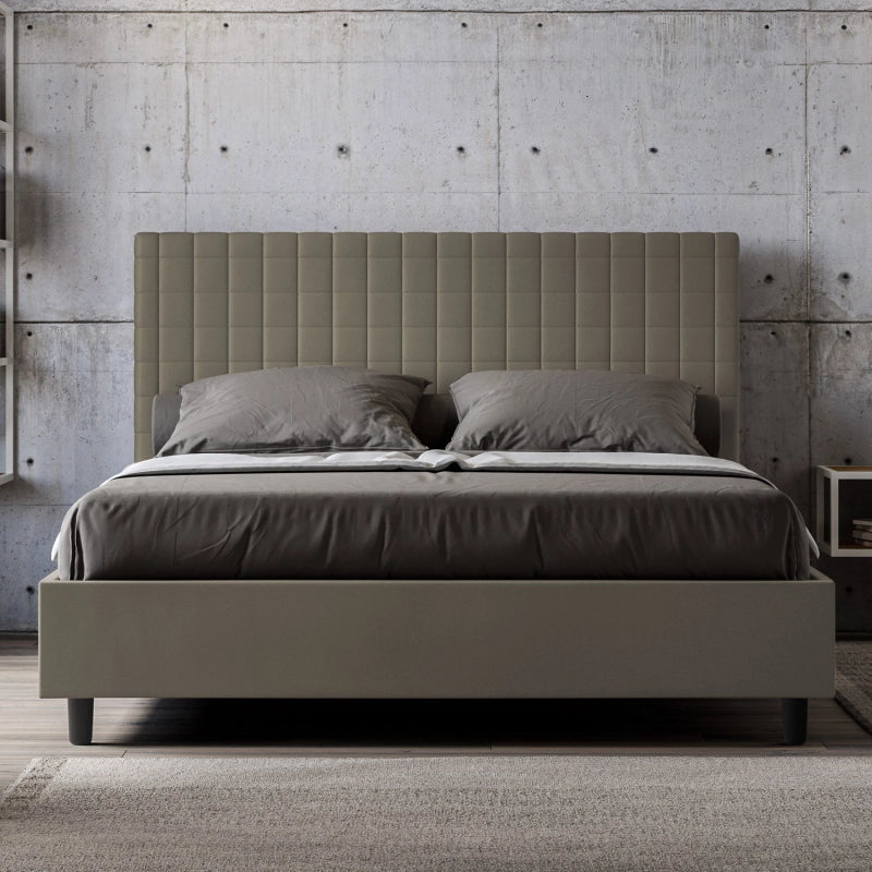 Letto imbottito Matrimoniale 160x210 cm Sunny - Similpelle,Cappuccino,Con rete