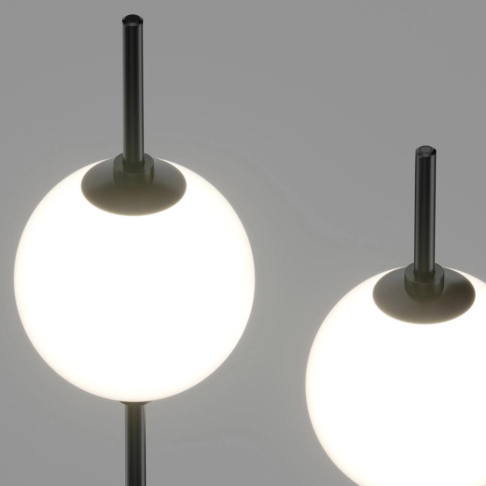 Maytoni lampada da terra moderna The Sixth Sense 2 luci LED integrato nero metallo vetro bianco