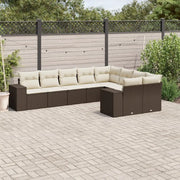 Set Divani da Giardino 9pz con Cuscini Marrone in Polyrattan 3255380