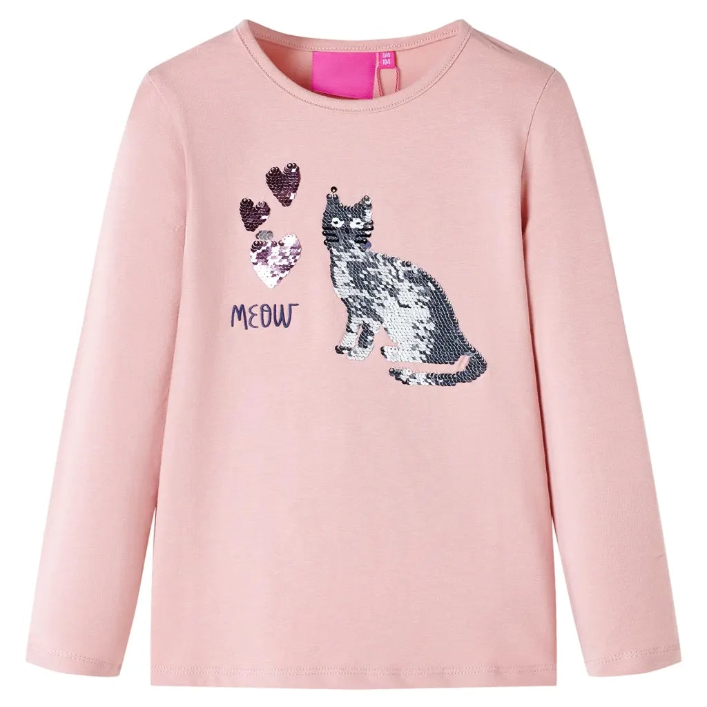 Maglietta Bambina Maniche Lunghe Rosa Chiaro 128cod mxl 132289