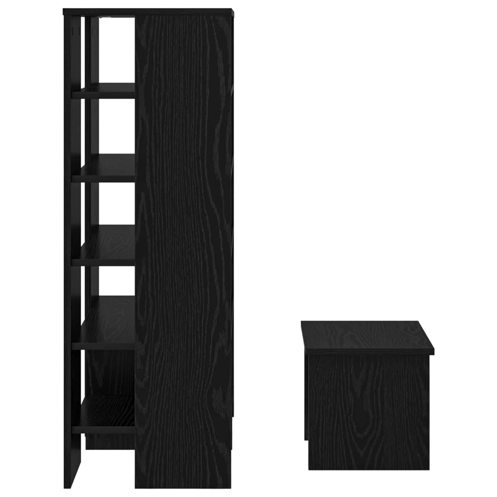Mobile per scarpe 2 pz-Set di 2 Scarpiera Rovere Nero Legno multistrato