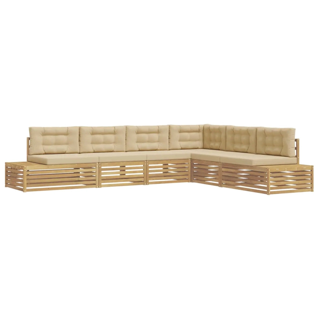 7 pz Set di divani da esterno Poliestere Bianco 3391128