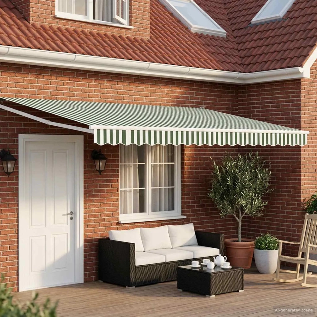 Tenda da Sole | Tenda retrattile manuale con LED Verde e Bianco 4 ¡Á 3 m