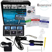 Misuratore di pH V5 - Tester per acqua - 5 in 1: Temperatura pH Ec Cf Tds - Display digitale chiaro - Piscina - Acquario - Laghetto