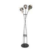 Lampada da terra Grande  in ferro intrecciato 3 luci in vetro