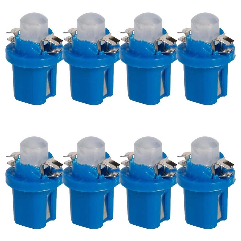 8 Pezzi Lampada Led T5 B8.5D 1 COB 12V 0.6W 40lm Luce Blu 18mm Luci Cruscotti e Strumentazioni B8,5D