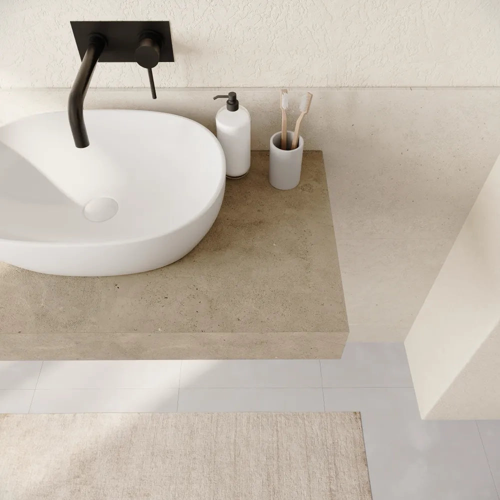 Mensola da bagno in hpl 100cm effetto cemento | Baikal