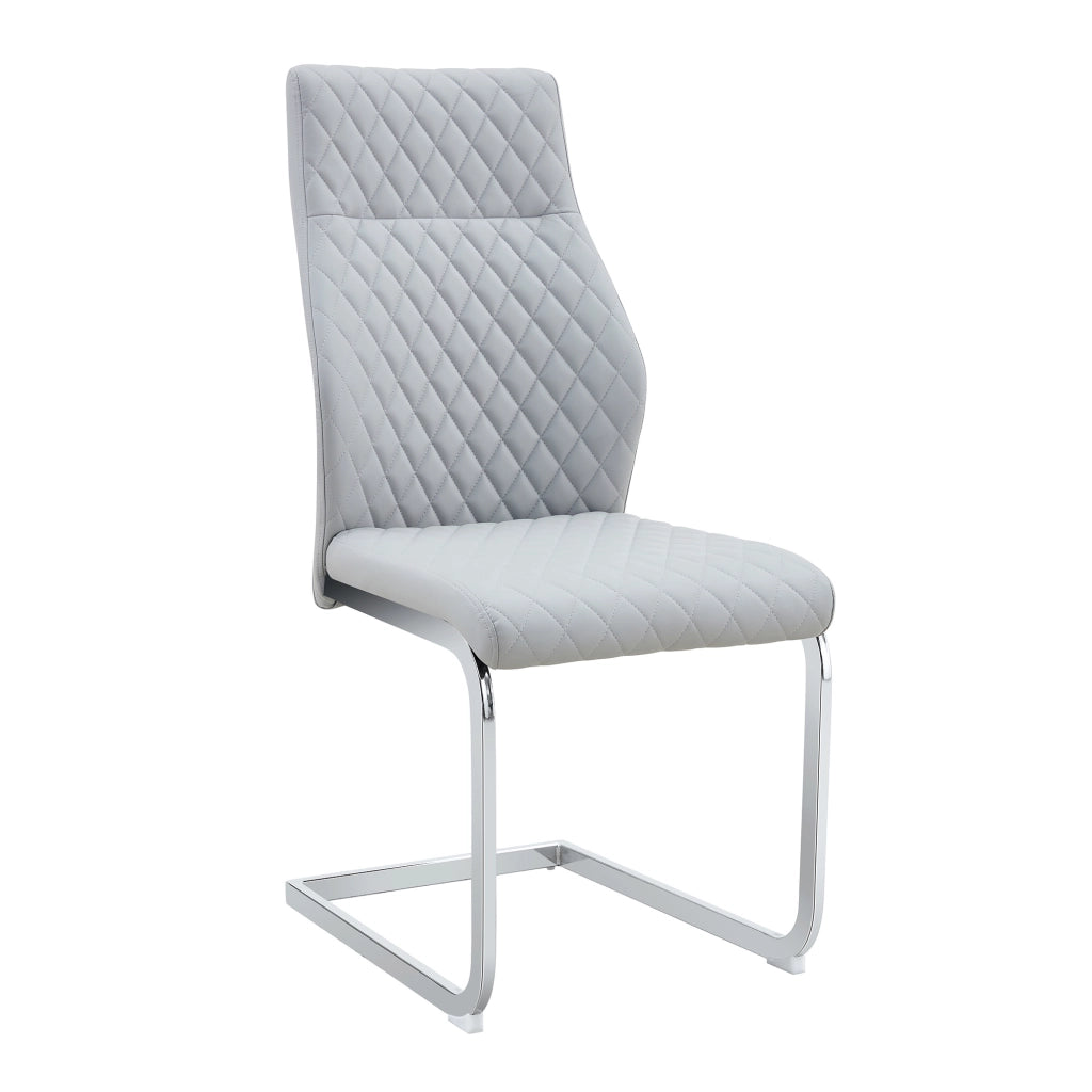 Sedia da sala da pranzo set da 2 con schienale alto e cuscino; in PU; grigio chiaro 71.5 × 46.5 × 46 cm