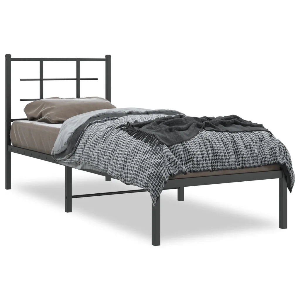 Giroletto con Testiera-Struttura Letto con testiera in Metallo Nero 75x190 cm 488734